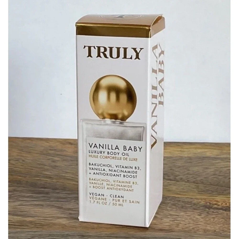 NIB TRULY Vanilla Baby Luxury Body Oil 1.7 fl oz Bakuchiol VEGAN CLEAN